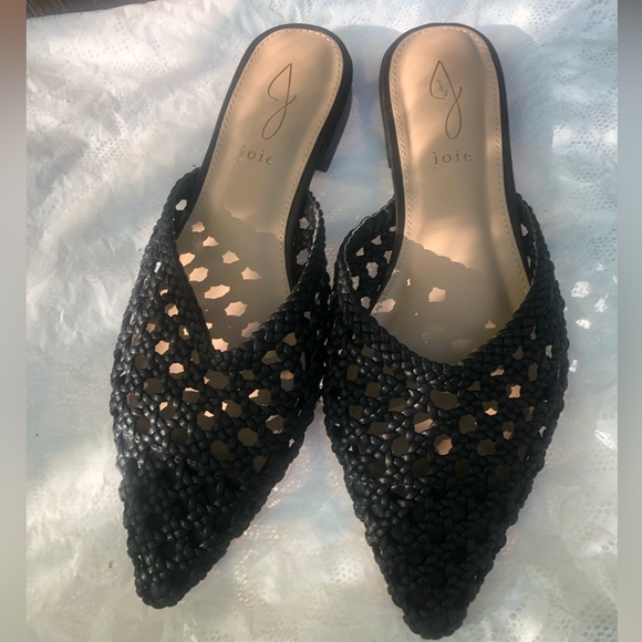 Joie Behold Black Woven Leather Slip-on Mules Women’s 8.5 - Picture 1 of 6